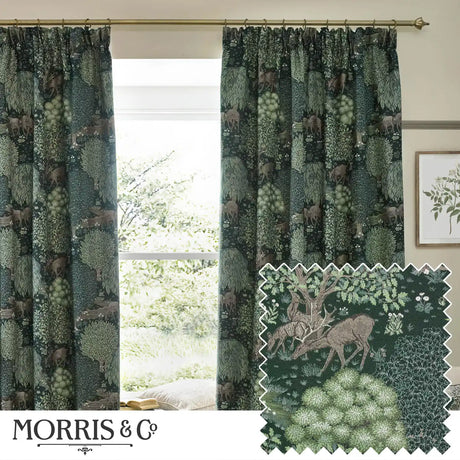Brook Forest Green Thermal Blackout Dimout Pencil Pleat Curtains - additional product view 1
