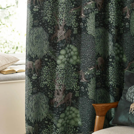 Brook Forest Green Thermal Blackout Dimout Pencil Pleat Curtains - additional product view 4
