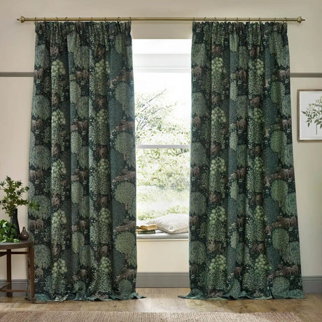 Brook Forest Green Thermal Blackout Dimout Pencil Pleat Curtains - additional product view 6