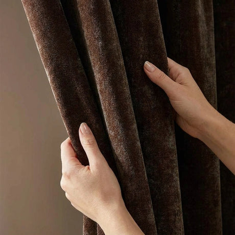 Heavy Chenille Lined Tape Top Pencil Pleat Curtains 9
