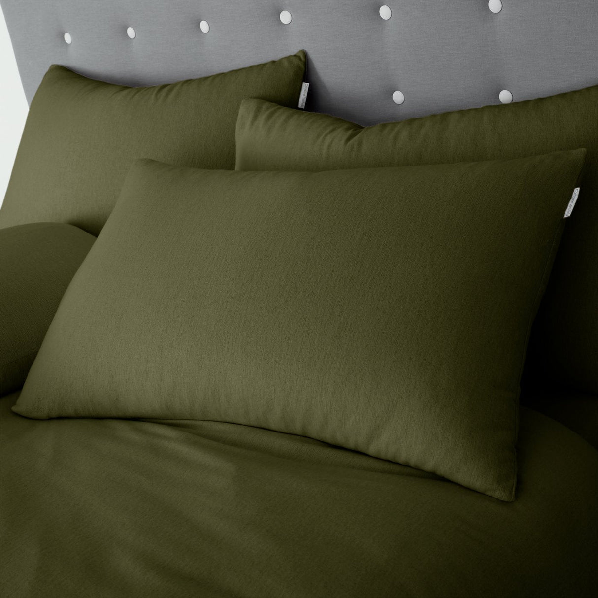 Catherine Lansfield Brushed Cotton Duvet Cover Set with Pillowcase Green