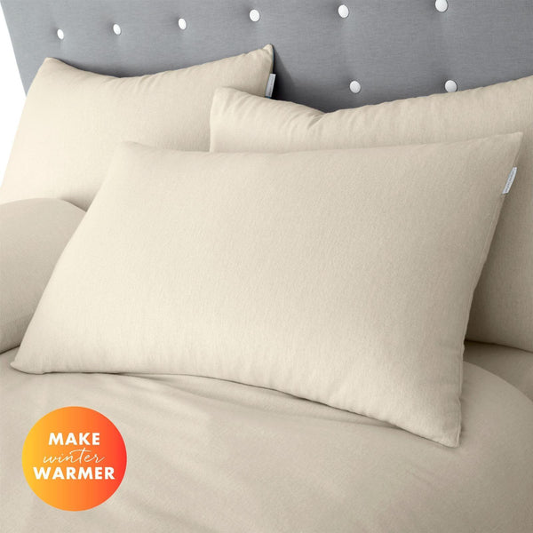 Brushed Cotton Pillowcase Pair Cream - Ideal