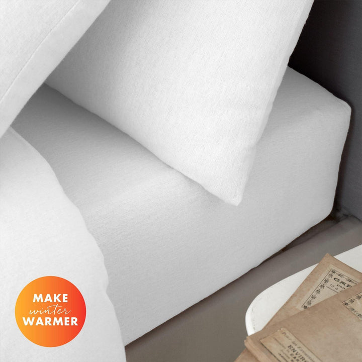 Brushed Cotton Sheet & Pillowcase Set White - Ideal