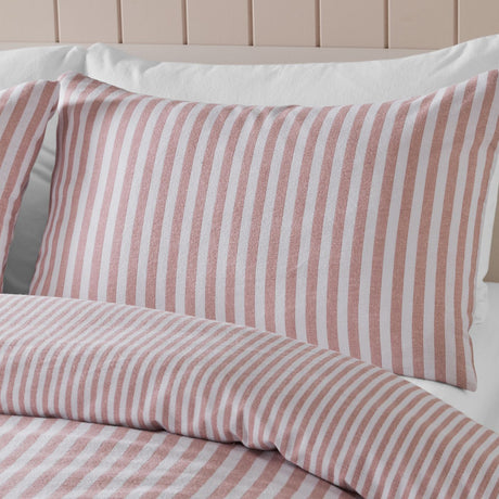 Catherine Lansfield Brushed Stripe Pink 100% Cotton Duvet Cover Bedding Set
