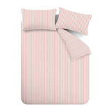 Catherine Lansfield Brushed Stripe Cotton Reversible Super King Duvet Cover Set with Pillowcases Blush Pink