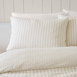Catherine Lansfield Brushed Stripe Cotton Reversible Super King Duvet Cover Set with Pillowcases Natural