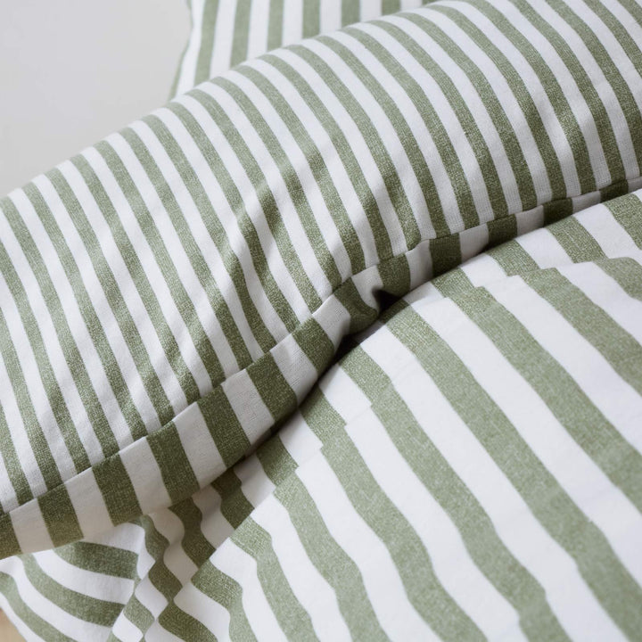 Brushed Stripe Green Duvet Cover Set - Ideal