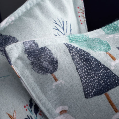 Bianca Brushed Cotton Winter Scene Reversible King Duvet Cover Set with Pillowcases Blue