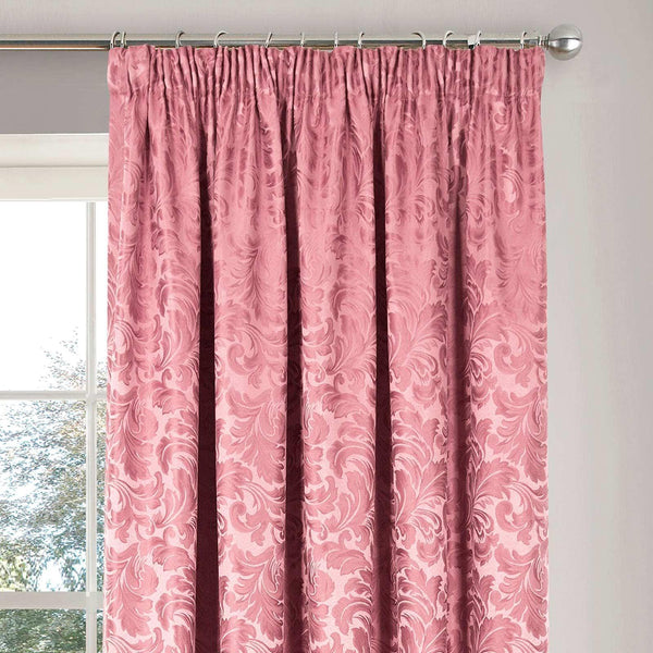 Buckingham Jacquard Tape Top Curtains Pink - Ideal