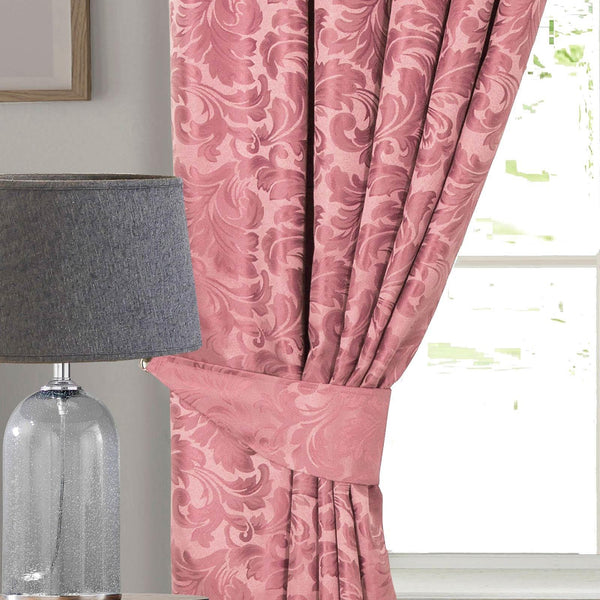 Buckingham Jacquard Tie Backs Pink - Ideal