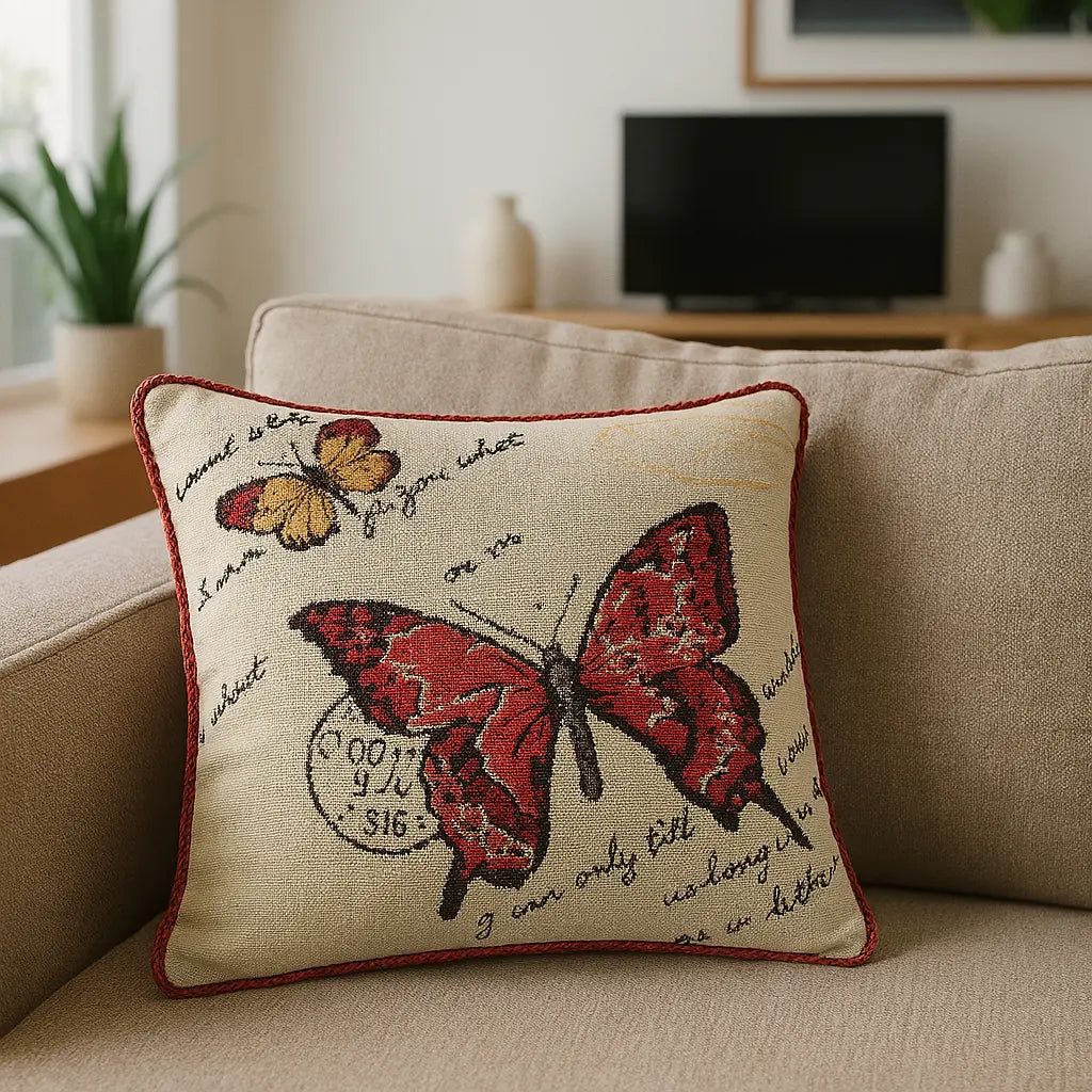 Tapestry Velvet Cushion Cover 45cm x 45cm - Butterfly