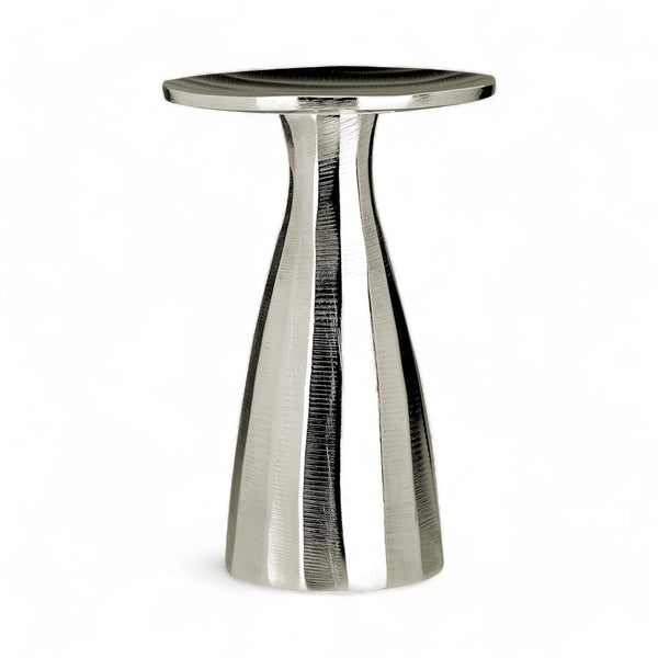 Handcrafted Nickel Candle Holders with Ribbed Detail