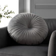 Catherine Lansfield Pleated Round Button Filled Cushion - Grey