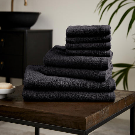 Catherine Lansfield Quick Dry Cotton 8 Piece Towel Bale - Black