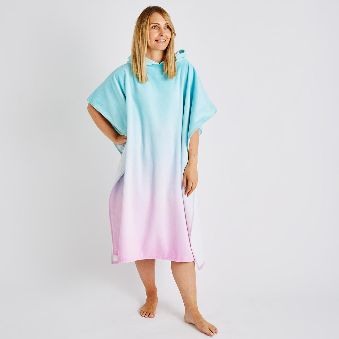 Catherine Lansfield Ombre Hooded Towel Poncho 100% Cotton Beach Towel