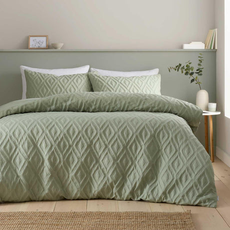 Catherine Lansfield Jacob Geo Geometric Duvet Cover Set - Sage