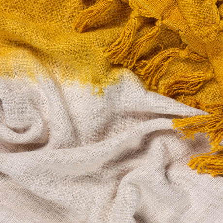 Mizu Dip Dye Fringed Cotton Throw 130cm x 170cm by furn.