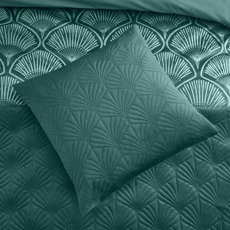 Catherine Lansfield Art Deco Pearl Navy Blue Filled Cushion - Teal