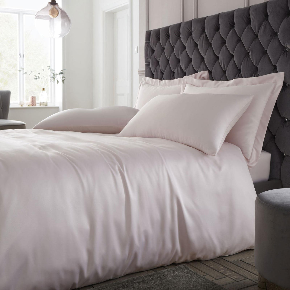 Catherine Lansfield Silky Soft Satin Duvet Cover Set - Blush