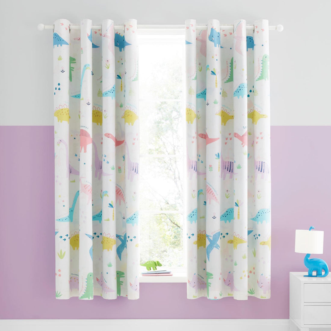 Catherine Lansfield Dinosaur Friends Kids Eyelet Curtains