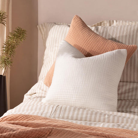 Lark Muslin Crinkle Cotton Cushion Cover 18" x 18" - White