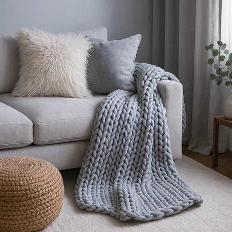 Cable Knit Throw Blanket 127cm x 152cm by Rapport Home 3