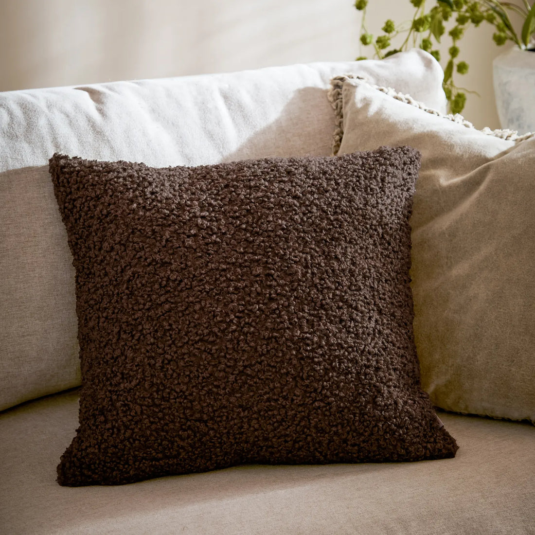 Cabu Chunky Boucle Cushion Cover Chocolate