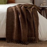 Candar Boucle Woven Tasselled Cocoa Throw Blanket 130cm x 170cm - additional product view 1
