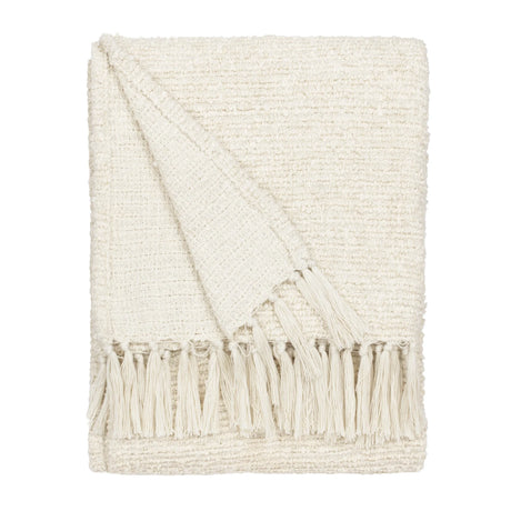 Candar Boucle Woven Tasselled Ecru Throw Blanket 130cm x 170cm - additional product view 2