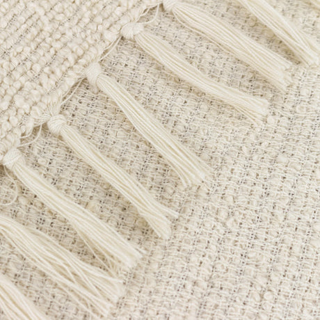 Candar Boucle Woven Tasselled Ecru Throw Blanket 130cm x 170cm - additional product view 3