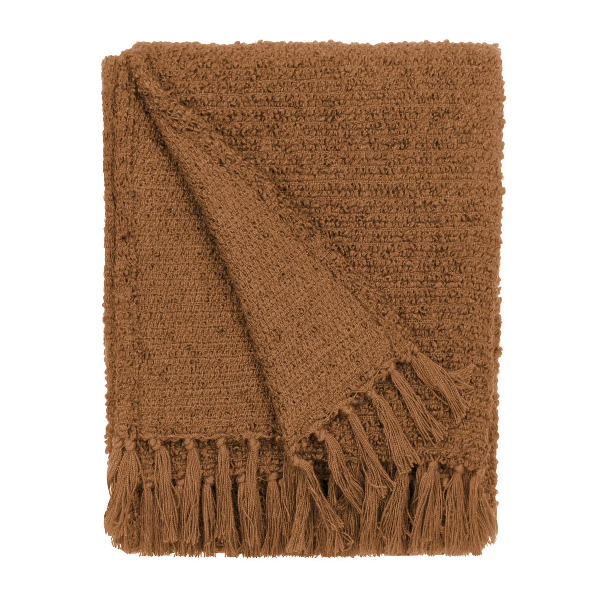 Candar Boucle Woven Tasselled Ginger Throw Blanket 130cm x 170cm - additional product view 2