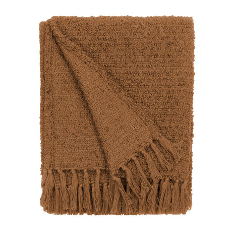 Candar Boucle Woven Tasselled Ginger Throw Blanket 130cm x 170cm - additional product view 2