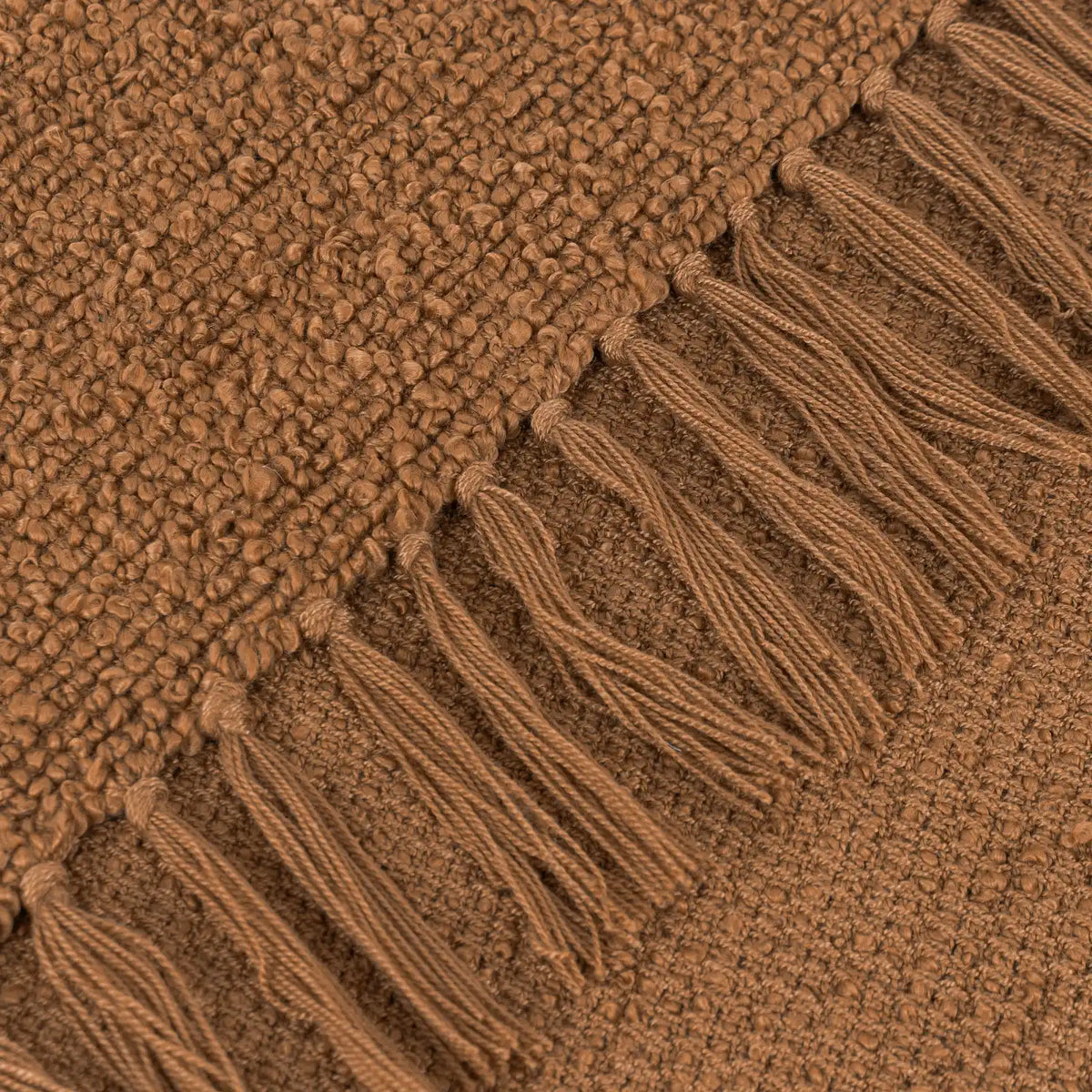 Candar Boucle Woven Tasselled Ginger Throw Blanket 130cm x 170cm - additional product view 3