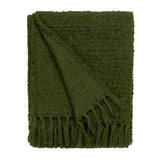 Candar Boucle Woven Tasselled Khaki Throw Blanket 130cm x 170cm - additional product view 2