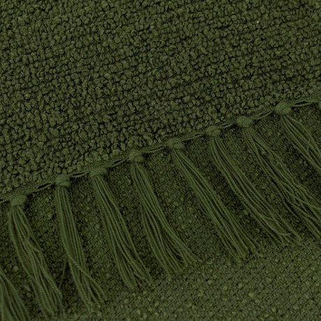 Candar Boucle Woven Tasselled Khaki Throw Blanket 130cm x 170cm - additional product view 3