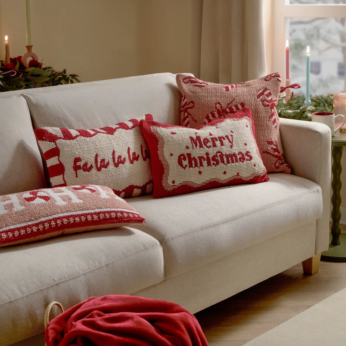 Candy Merry Christmas Tufted Cushion Cover Red/White 30 x 50cm - image 6