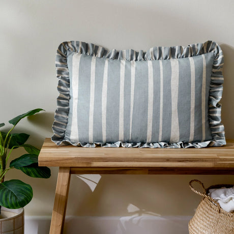 Carmon Stripe Linen / Blue Cushion Cover or Filled Cushion 40cm x 60cm - additional product view 1