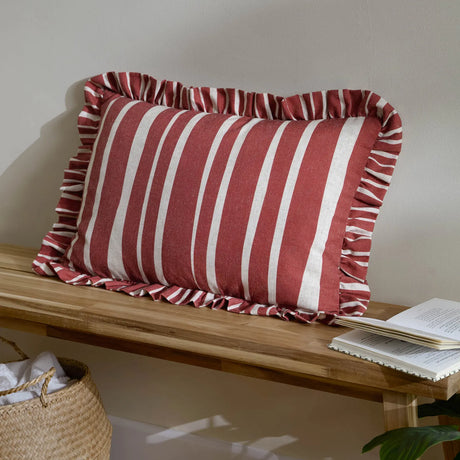 Carmon Stripe Linen / Red Cushion Cover or Filled Cushion 40cm x 60cm - additional product view 1
