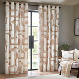 Carro Abstract 100% Cotton Lined Eyelet Curtains Clay - image 3