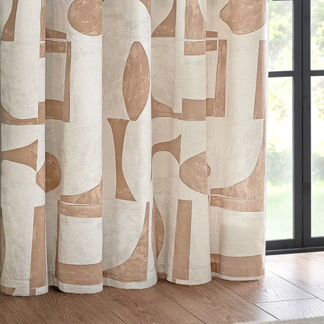 Carro Abstract 100% Cotton Lined Eyelet Curtains Clay - image 5
