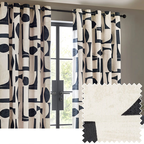 Carro Abstract 100% Cotton Lined Eyelet Curtains Dusk - image 2