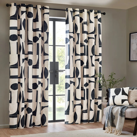 Carro Abstract 100% Cotton Lined Eyelet Curtains Dusk - image 3
