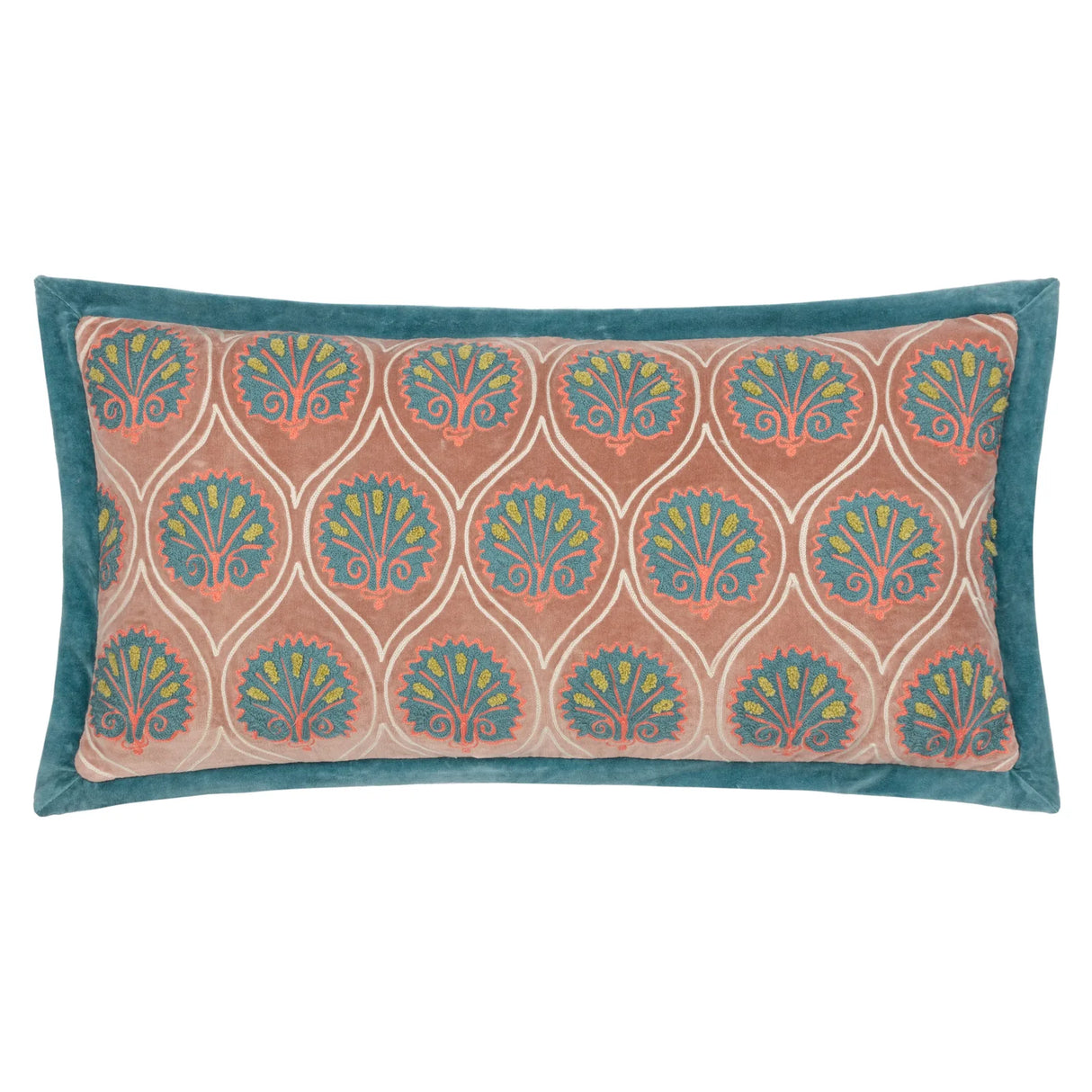Casa Embroidered Cushion Cover Rose/French Blue 30 x 60cm - image 2