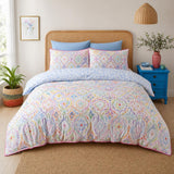 Casablanca multicolour cotton paisley duvet cover set styled on a bright bedroom bed