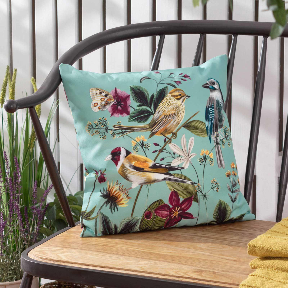 Midnight Garden Bird Outdoor Cushion Cover 17" x 17" (43cm x 43cm) by Wylder