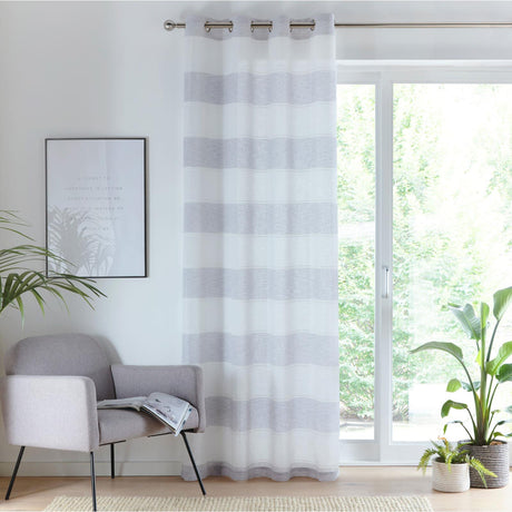 Santorini Eyelet Voile Curtain Panel - Grey