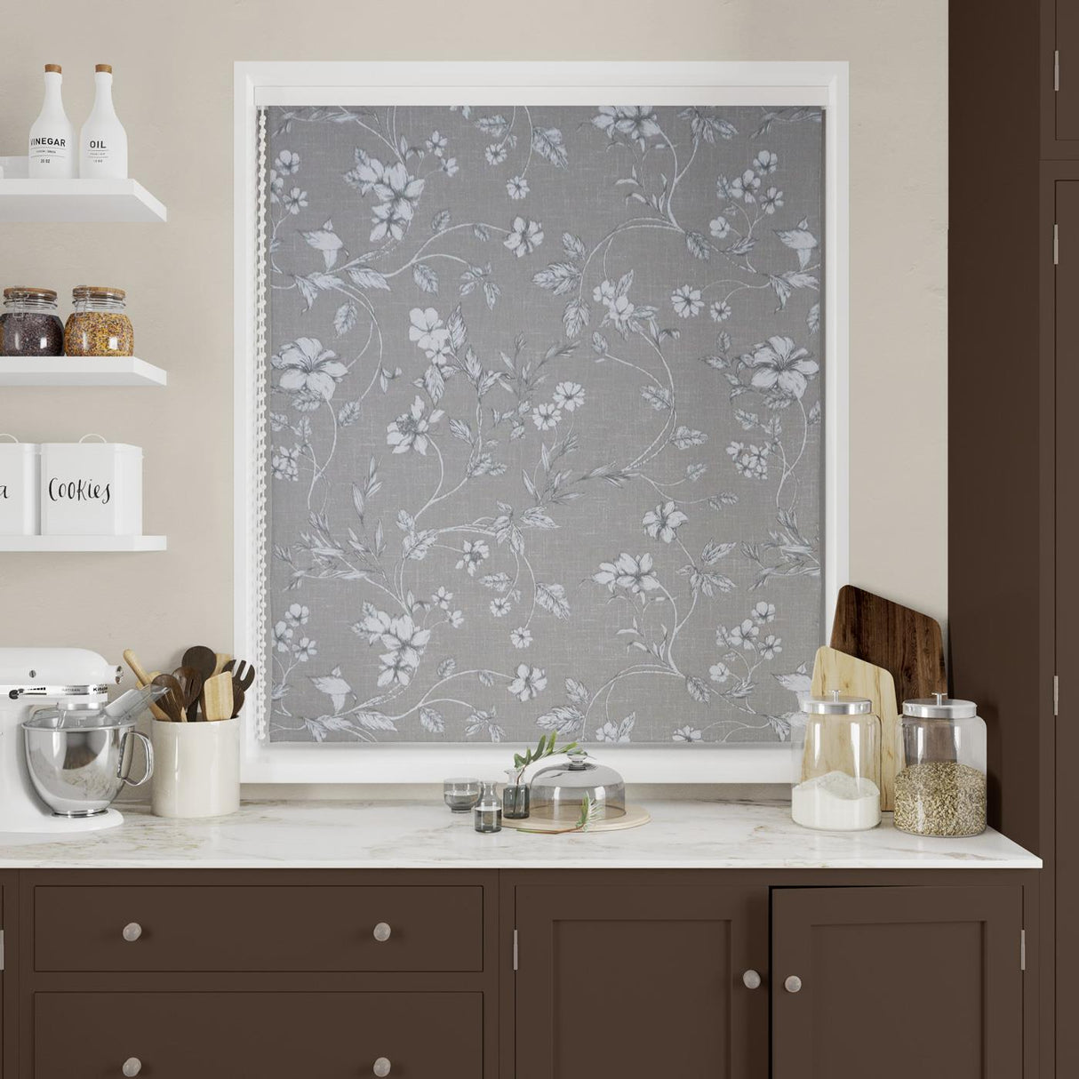 Etched Vine Sandstone Made To Measure Roman Blind by Style Furnishings