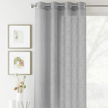 Crete Eyelet Voile Curtain Panel - Silver Grey