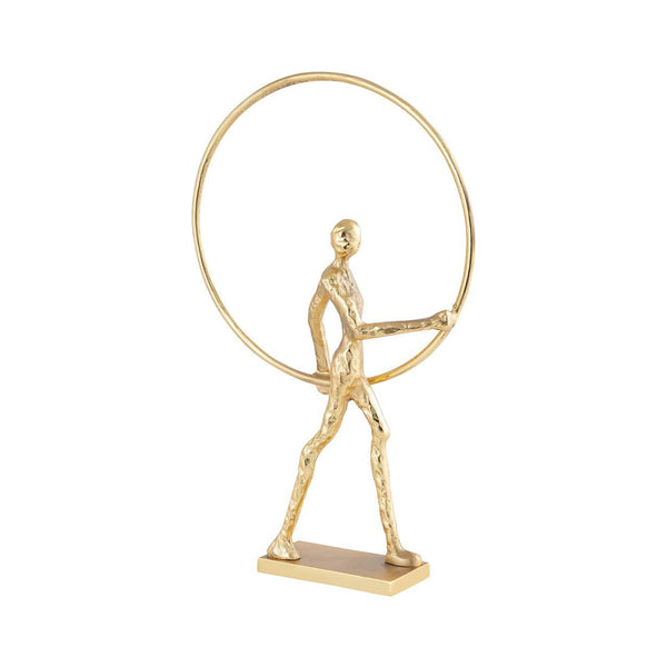 Gold Metal Man with Ring Sculpture 54cm