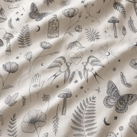 Macro close-up of the grey fabric on the Celeste Polycotton Duvet Cover Set